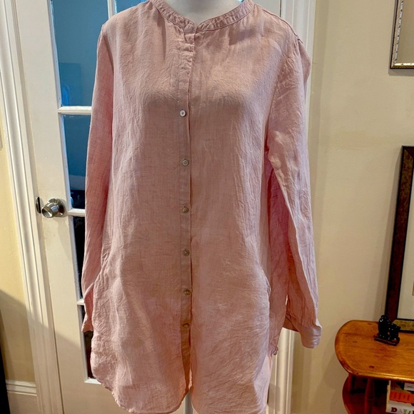 Sigrid Olsen Light Pink Linen Tunic Top With Pockets. Size L - Picture 1 of 8